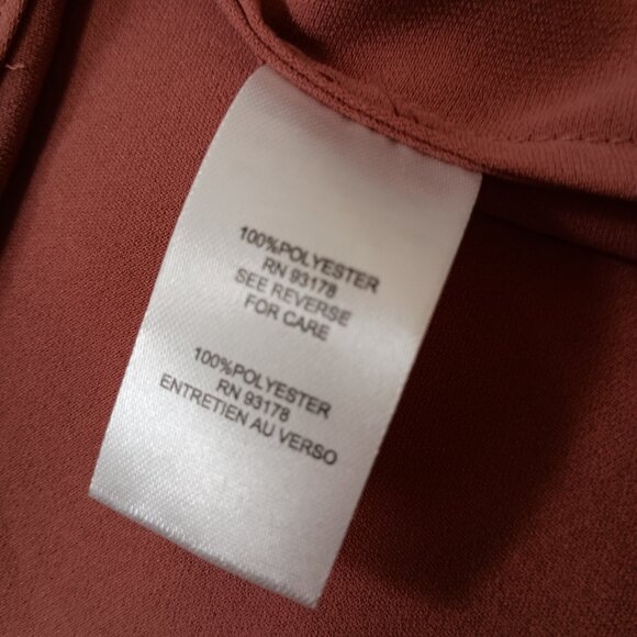 New Tahari Button Blouse Shirt Teracotta Long Sleeve Point Collar Large Women L - Picture 5 of 9